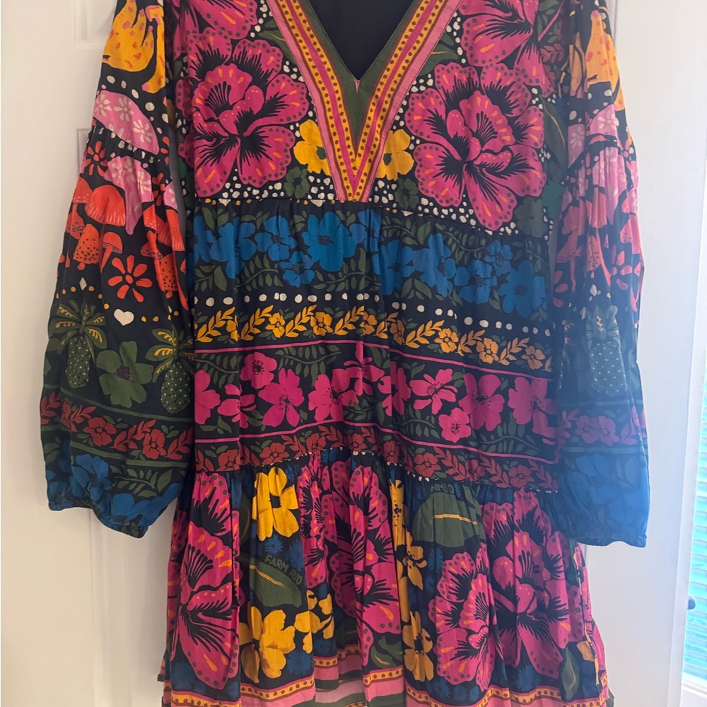 FARM Rio Pink and Green Floral Dress